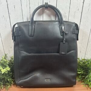 Tumi Stanton Safra Convertible Backpack Tote Bag Black Leather
